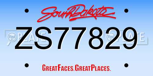 ZS77829 South Dakota License Plate