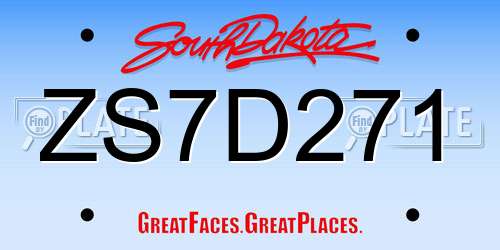ZS7D271 South Dakota License Plate