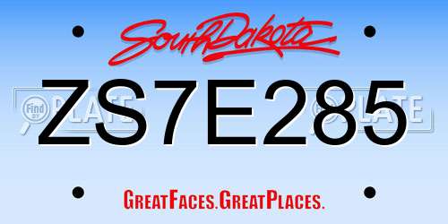 ZS7E285 South Dakota License Plate