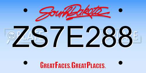 ZS7E288 South Dakota License Plate