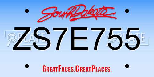 ZS7E755 South Dakota License Plate