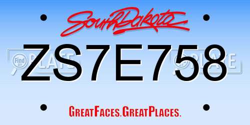 ZS7E758 South Dakota License Plate
