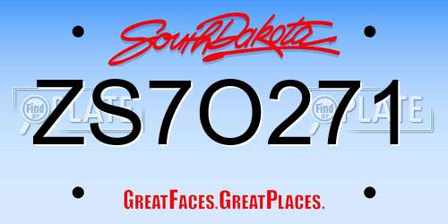 ZS7O271 South Dakota License Plate