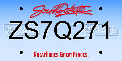ZS7Q271 South Dakota License Plate