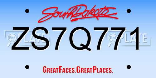 ZS7Q771 South Dakota License Plate