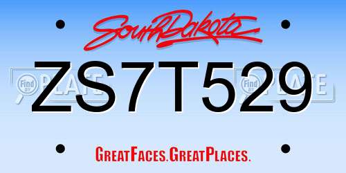 ZS7T529 South Dakota License Plate