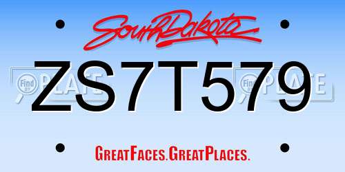 ZS7T579 South Dakota License Plate