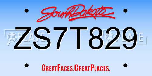 ZS7T829 South Dakota License Plate