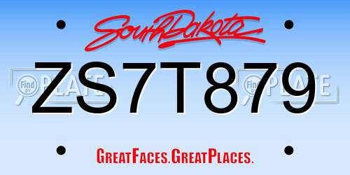 ZS7T879 South Dakota License Plate