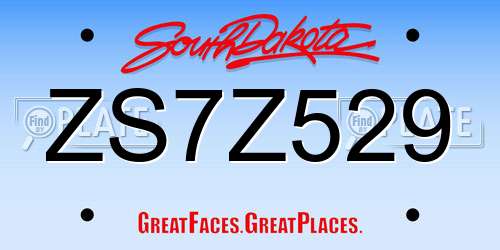ZS7Z529 South Dakota License Plate