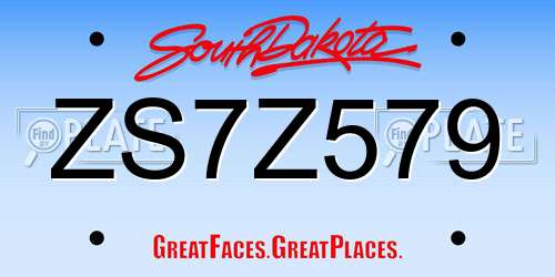 ZS7Z579 South Dakota License Plate