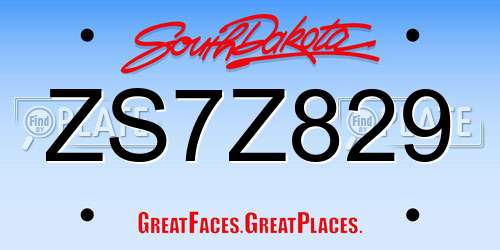 ZS7Z829 South Dakota License Plate