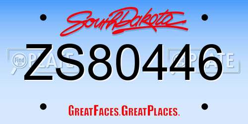 ZS80446 South Dakota License Plate
