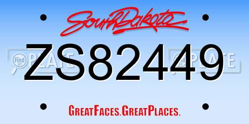 ZS82449 South Dakota License Plate