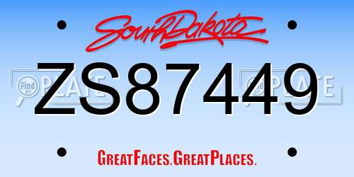 ZS87449 South Dakota License Plate