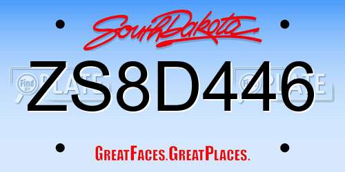 ZS8D446 South Dakota License Plate