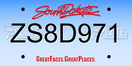 ZS8D971 South Dakota License Plate