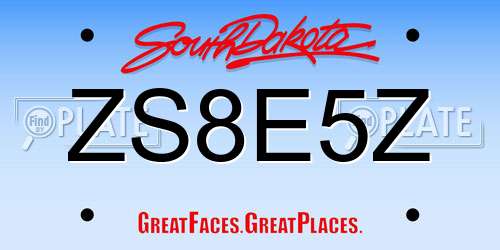 ZS8E5Z South Dakota License Plate