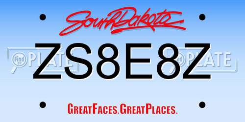 ZS8E8Z South Dakota License Plate
