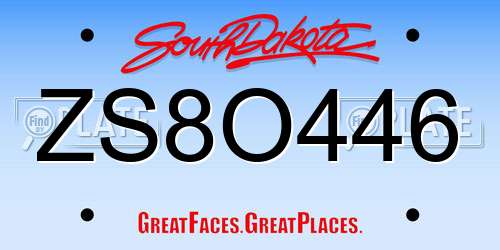 ZS8O446 South Dakota License Plate