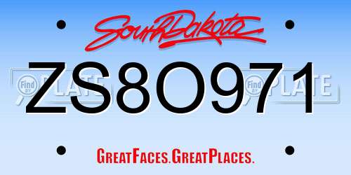 ZS8O971 South Dakota License Plate