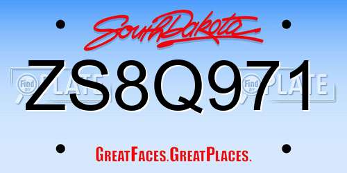 ZS8Q971 South Dakota License Plate