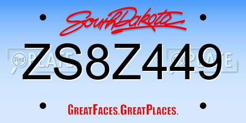 ZS8Z449 South Dakota License Plate