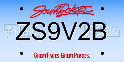 ZS9V2B South Dakota License Plate