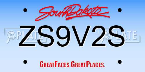 ZS9V2S South Dakota License Plate