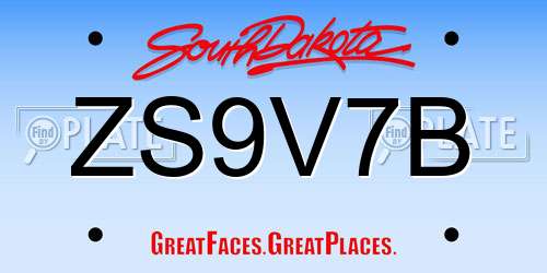 ZS9V7B South Dakota License Plate