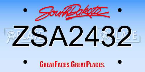 ZSA2432 South Dakota License Plate