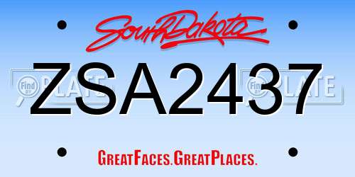 ZSA2437 South Dakota License Plate