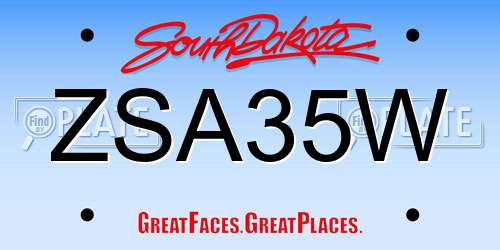 ZSA35W South Dakota License Plate