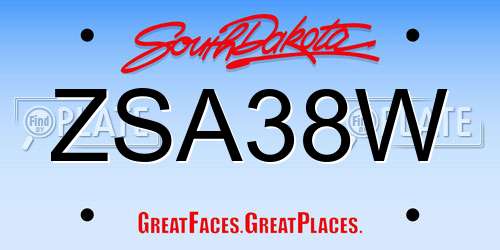 ZSA38W South Dakota License Plate