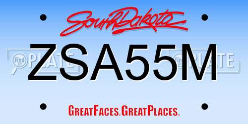ZSA55M South Dakota License Plate