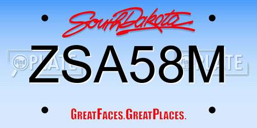 ZSA58M South Dakota License Plate