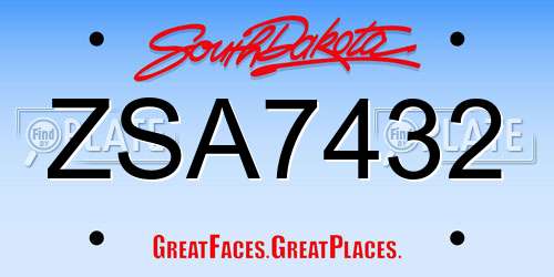 ZSA7432 South Dakota License Plate