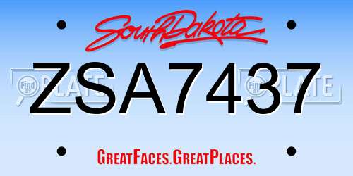 ZSA7437 South Dakota License Plate