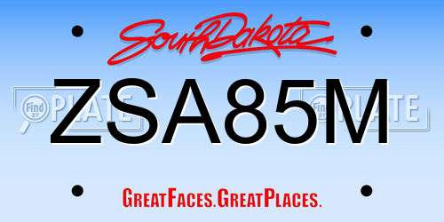 ZSA85M South Dakota License Plate