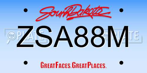 ZSA88M South Dakota License Plate