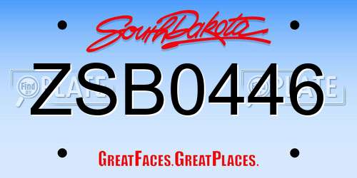 ZSB0446 South Dakota License Plate