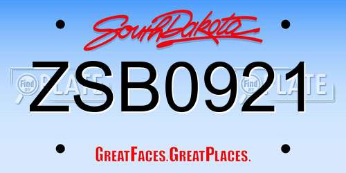 ZSB0921 South Dakota License Plate