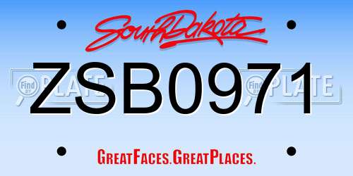 ZSB0971 South Dakota License Plate