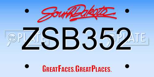 ZSB352 South Dakota License Plate