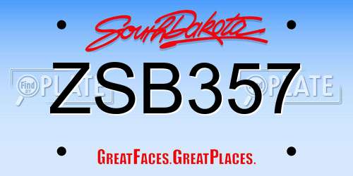ZSB357 South Dakota License Plate