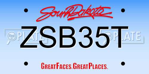 ZSB35T South Dakota License Plate