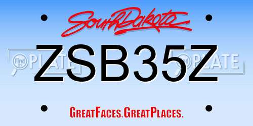 ZSB35Z South Dakota License Plate