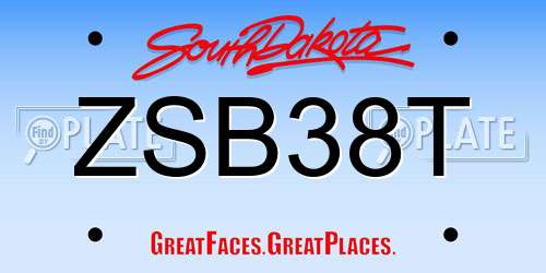 ZSB38T South Dakota License Plate