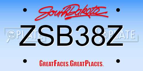 ZSB38Z South Dakota License Plate
