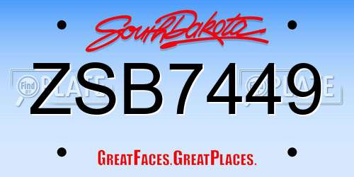ZSB7449 South Dakota License Plate